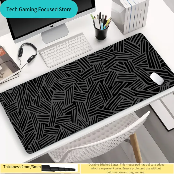 Minimalist Black Abstract Lines Extended Gaming Mouse Pad, XXL Desk Mat ...