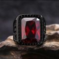 Boys Green stone Black Ring Artificial. 
