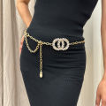 Designer Rhinestone Gold Circle Waist Chain Belt Female High-end Luxury Brands Punk Gothic Y2K Belts For Women Silver Waistband. 