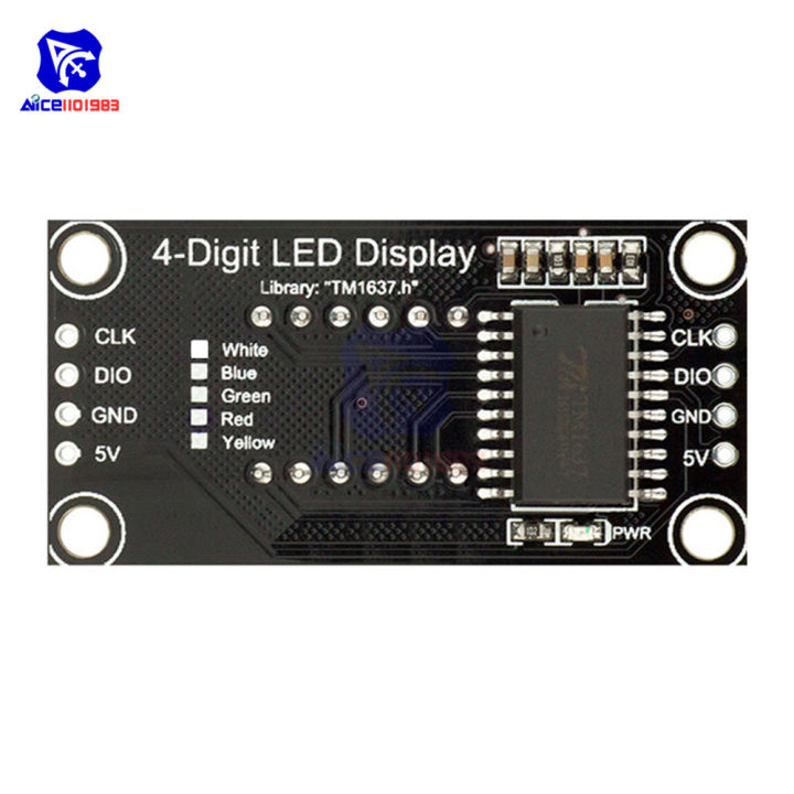 TM1637%200.36"%204%20Bit%20LED%20Digital%20Tube%20Display%207%20Segments%20Red%20Green%20Blue%20Yellow%20White%20LED%20Module%20Board%20with%20Pin%20for%20Arduino%20-%20Image%206