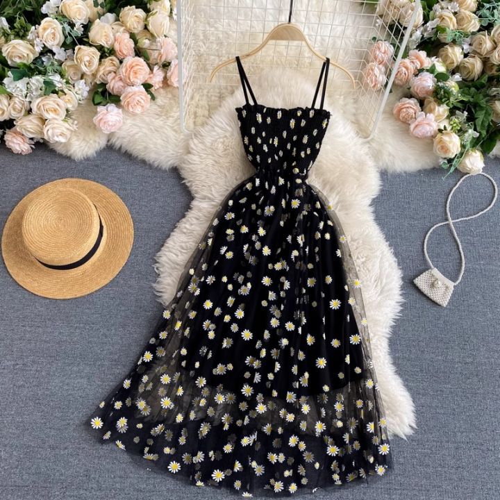 open lace back dress Girls Vest Dress Cotton Flower Print Children Wear Korean Cute 95% Cot –  Top Super Deals main image 0
