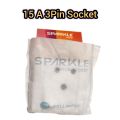 15A 3Pin Socket White & Gold. 
