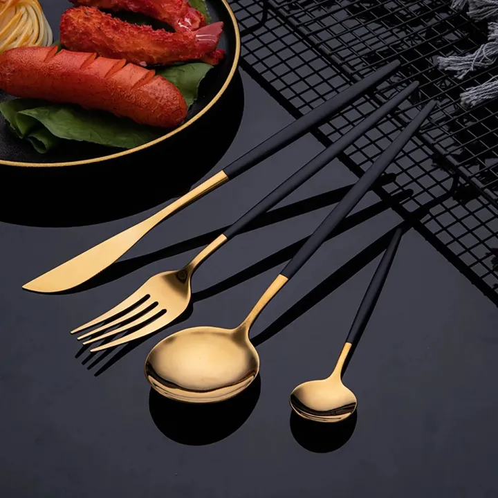 24pcs%20Gold%20Tableware%20Set%20Stainless%20Steel%20Dinnerware%20Set%20Mirror%20Fork%20Knife%20Coffee%20Spoon%20Cutlery%20Flatware%20Set%20Western%20Kitchen%20-%20Image%202
