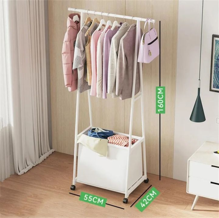 Clothes%20Rack%20stand%20and%20laundry%20basket%20shelf%20clothes%20cupboard%20organizer%20foyer%20swivel%20hanger%20with%20wheel%20dirty%20storage%20basket%20-%20Image%202