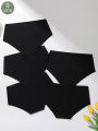 5pcs/Pack Solid Color Simple Seamless Triangle Panties. 