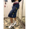 YIBASHU 2026 Summer Women American Retro Jorts Punk Denim Shorts Y2K 2000s Japanese Harajuku Blue Star Cargo Jeans Pants. 
