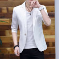Summer 2025 Men's Mid-Sleeve Slim Fit Suit Korean Style Handsome Youth Seven-Quarter Jacket Small Suit Collection.