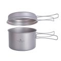 Boundless Voyage Titanium Pot Pan Set with Folding Handles Camping Cookware Hiking. 