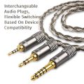 CVJ TS800 HIFI Audio Upgrade Cable Earphones Silver-Plated Eight-Braid Wire for 2.5/3.5/4.4mm.