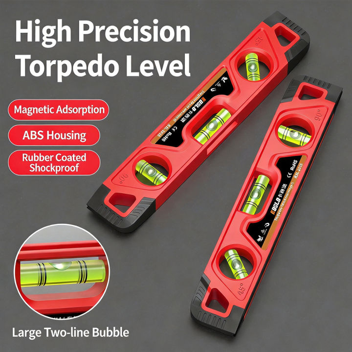 High Precision Level Ruler Torpedo ABS Level Tool Magnetic Spirit Level ...