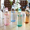 500ml Glass Bottle With Time Marker Cover For Water Drinks Transparent Milk Juice Simple Cup Birthday Gift. 