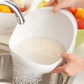 1pc - Plastic Drain Basket Filter, Rice Bowl, Drain Basket, Fruit Bowl, Laundry Basket, Handle, Home Kitchen Organizer. 