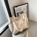 Ins Lazy Wind Canvas Big Bag, New Korean Version Of The Single Shoulder Crossbody Bag Female Simple Literary Solid Color. 