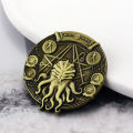 Cthulhu Pentagram Coin Keychain HP-Lovecraft Necronomicon Sigil Coin Kraken Coin Vintage Metal Accessories s. 