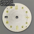 GRAMOCK 29mm NH34 Watch Dial Blue Dial Green Luminous Fit NH34 Movement Watch replacement parts. 