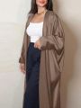 Muslim Open Front Abaya Long Sleeve Ramadan Maxi Length Dress Women's Clothing Cardigan Abayas Wearout Kaftans Women Jilbabs. 