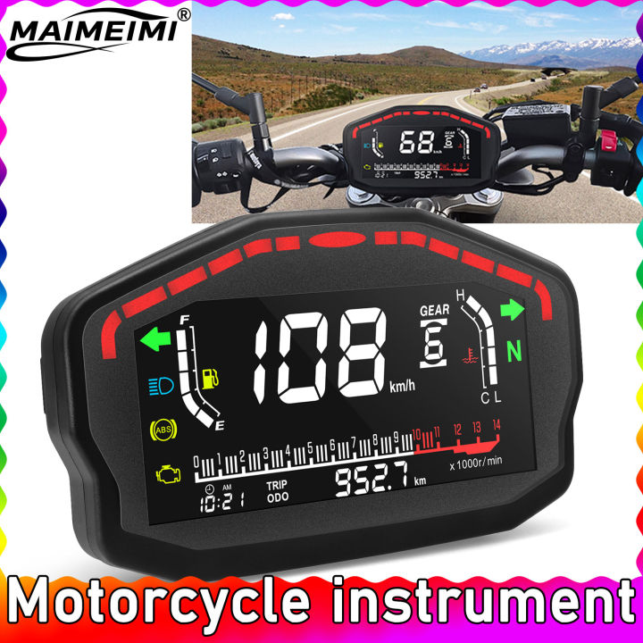 Speedometer Universal Motorcycle LCD Digital 14000 RPM Meter Motor ...