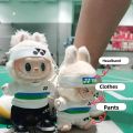 17cm Doll Clothes Standing Pendant Labubu Doll Replacement Set Cute Rainbow Top Plus Pink Hat Suitable for Labubu Clothing Set. 