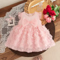 (0-3 Year Old Baby Girl Princess Dress) Summer New Red Bow, Rose Skirt, Children'S Sleeveless Clothes Suitable For Wedding Party. 