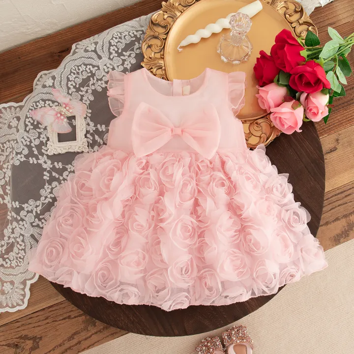 (0-3%20Year%20Old%20Baby%20Girl%20Princess%20Dress)%20Summer%20New%20Red%20Bow,%20Rose%20Skirt,%20Children'S%20Sleeveless%20Clothes%20Suitable%20For%20Wedding%20Party%20-%20Image%204