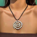Ethnic Creative Big Spiral Conch Pendant Necklace Women Goth Adjustable Leather Wax Thread Chain Holiday Y2K Jewelry Accessories. 