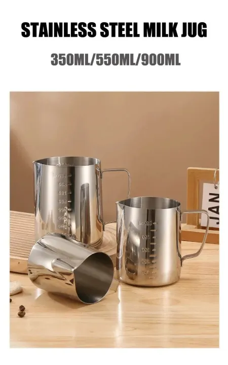 Stainless%20Steel%20Milk%20Frothing%20Jug%20Silver%20Frother%20Coffee%20Latte%20Container%20Metal%20Pitcher%20Barista%20Cup%20-%20Image%202