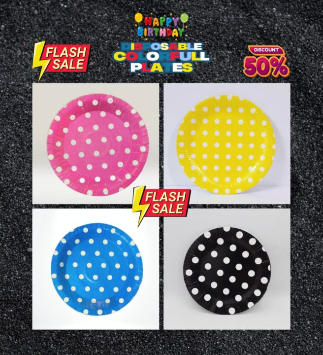 Colourful Paper Plates | Disposable colourful plates | Theme Plates | Party plates | Fancy Plates | pack of 25 or above | 9 inches diameter