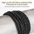 KBEAR AUX08 8 cores  HiFi AUX earphone Audio Cable Speaker cable 3.5mm Male to Male Aux Cable For Phone Headphone Car MP3. 