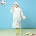 Dodolove children's rain coat children's raincoats School students thick raincoat PVC fabric with light reflective backpack. 