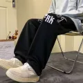 Spring and summer harbor wind sweatpants men's personality with fashion trend wide leg pants casual straight leg sweatpants. 