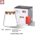1- Piece  [ 550ml | 750ml | 950ml ] Borosilicate Glass Bottles with Wood Lid Kitchen Storage Glass Airtight Canister Jars Food Container Coffee Beans. 