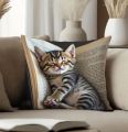 Creative Sleep Cat Fashion Design Printed Pillowcase Single Sided Comfortable Indoor Sofa Home Cushion Pillow Set Accessories.