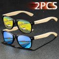 2PCS Fashion Classic Bamboo Wood Sunglasses Men Women Driving Fishing Colorful Trendy Lightweight Outdoor Goggles. 