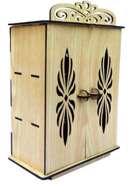 Wooden Small Almari For Kids, Laser cutting Baby Small Wardrobe, Kids Toy, Makeup & Jewelry Organizer, Baby Furniture, Decoration Item, DIY, Gift Item, Room Decor Accessories