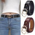 Women's Belt Trend Double Round Buckle Belt Simple And Versatile Youth Belt Pu Leather Belt Paired With Jeans Skirt Women Belt. 