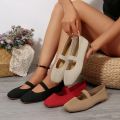 Women Casual Knitted Ballet Flats Shoes 2025 Comfortable Anti-slip Strap Loafers Mary Jane Lightweight Daily Walking Sneakers. 