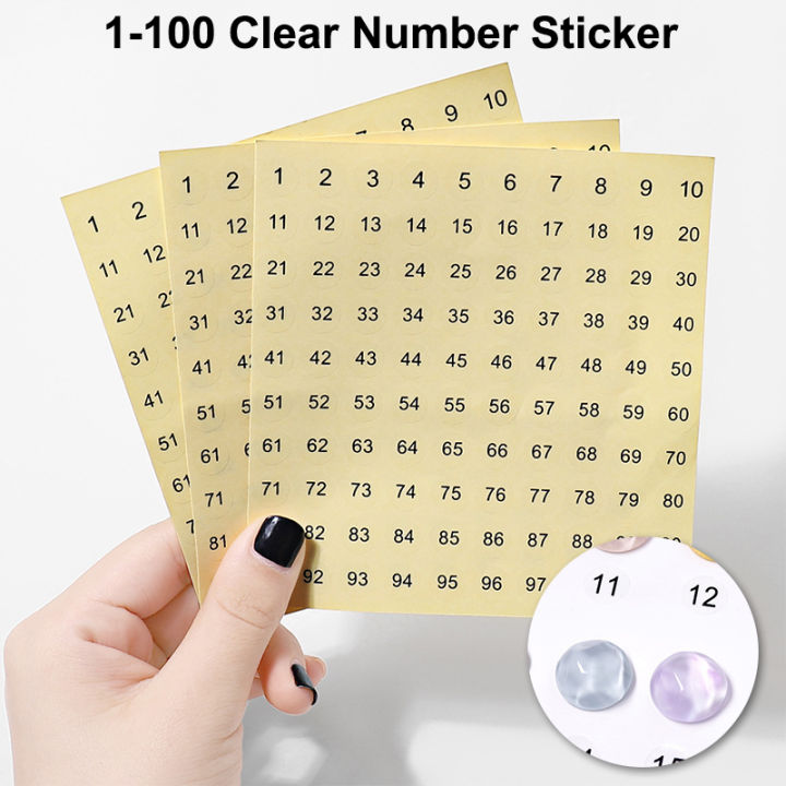 3Sheets 1-100 Clear Number Sticker Label For Nail Polish Color Gel ...