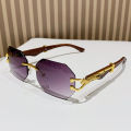 Cycling Rimless Hexagon Sunglasses Men Gradient Lens Square Sun Glasses for Women 2024 Luxury Brand Designer Eyewear UV400. 