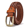 Men Genuine Leather Braided Belts Webbing High Quality Braided Vintage Belt for Men Gold Pin Buckle Casual for Jeans Strap. 