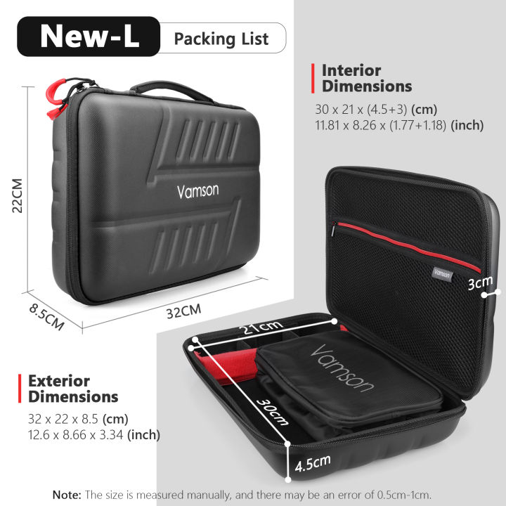 Vamson%20Large%20Waterproof%20Carrying%20Case%20PU%20for%20%20Hero%2011/10/9/8/7/6%20for%20%20OSMO%20Action%20Camera%20for%20insta360%20x3/x2%20Hard%20Shell%20-%20Image%208
