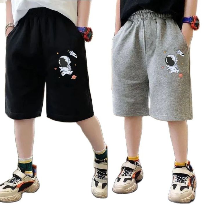 Kids Boys Astronaut Print Shorts 2023 Summer Pocket Design Children Casual Sport Short Pants For Teen Boy 3-14 Years Clothes