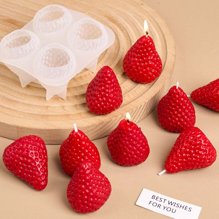 4Pcs%20Strawberry%20Shaped%20Silicone%20Candle%20Mold%20DIY%20Handmade%20Fruit%20Scented%20Candles%20Soap%20Craft%20Casting%20Molds%20Home%20Valentine's%20Day%20Dec%20-%20Image%202