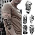 5PCS Waterproof Temporary Tattoo Sticker Praying Cross Lion Tiger Wolf Cross Wild Animal Women Men Arm Fake Sleeve Tattoos.