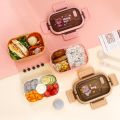 1200ML Double Layer Lunch Box Portable Compartment Salah Fruit Food Box Microwave Lunch Fork and Spoon Picnic Fresh Box. 