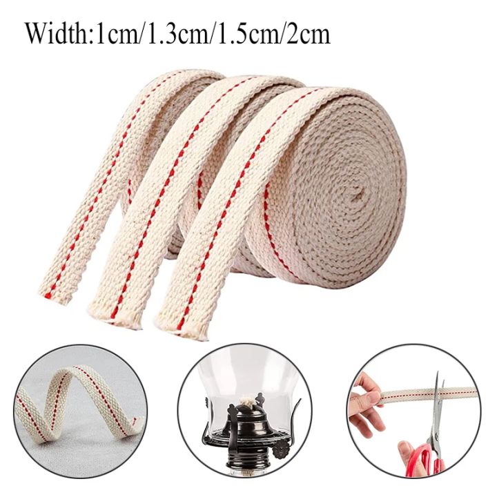 1Meter/Roll Kerosene Lamp 0.8/1/1.3/1.5/2/2.5cm Width Wick for Oil Lamp Braided Cotton Wick For Kerosene Lamp Flat Wick
