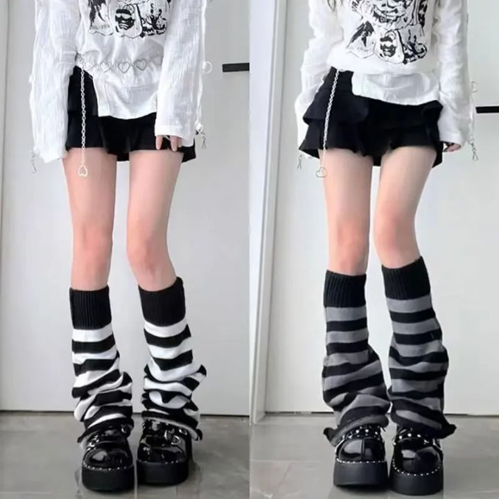 Women's%20Striped%20Leg%20Warmers%20Lolita%20Long%20Socks%20Knitted%20Leggings%20Japanese%20Winter%20Socks%20Girls'%20Kawaii%20Arm%20Ankle%20Warmers%20-%20Image%203