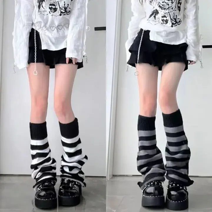 Women's%20Striped%20Leg%20Warmers%20Lolita%20Long%20Socks%20Knitted%20Leggings%20Japanese%20Winter%20Socks%20Girls'%20Kawaii%20Arm%20Ankle%20Warmers%20-%20Image%203
