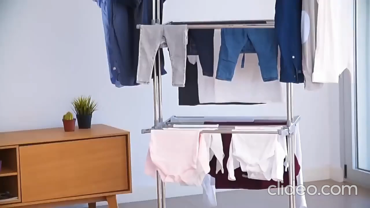 Foldable Multi-Layer Clothes Drying Rack with Wheels – Telescopic Metal Laundry Stand for Indoor & Outdoor Use | 3-Tier Cloth Dryer Rack for Towels, Garments & Home Organization