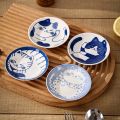 4pcs Ceramic Sauce Dishes Sushi Plate Tableware Japanese Style Dessert Creative Cute Cartoon Lucky Cat Pattern Spice Plate.