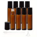 8/30pcs Glass Roll on Bottle 10ml Empty Essential Oil Roller Bottle with Stainless Steel Ball Dropper Pipette Travel Accessories. 